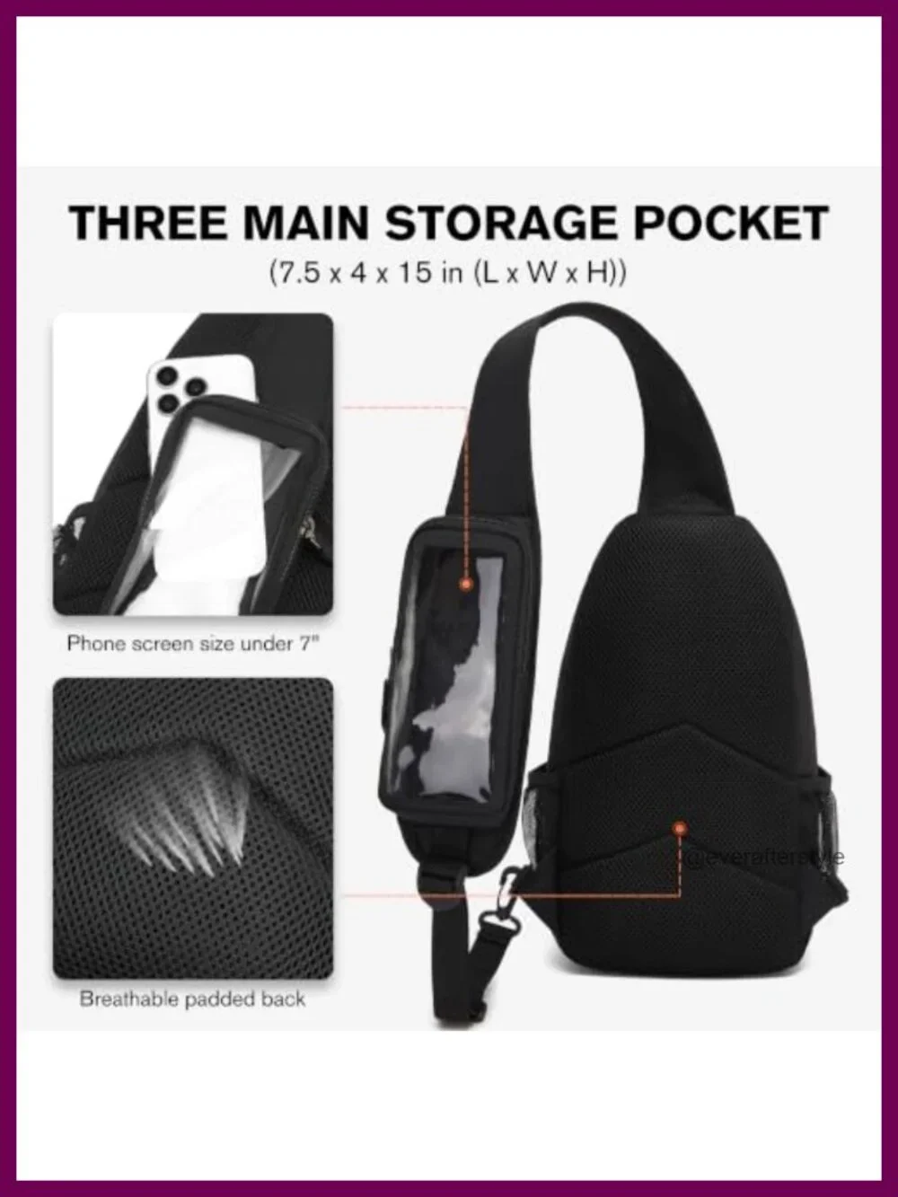 Crossbody Sling Backpack Touch Screen Phone Pocket Commuter Chest Bag Neutral